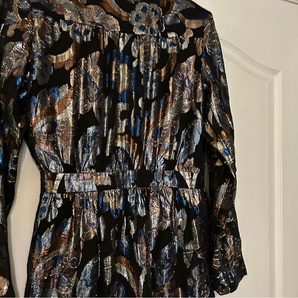 Ramy Brook Womens Jacquard Mini Dress Metallic Floral - Medium Shaina Dresz - Picture 12 of 15